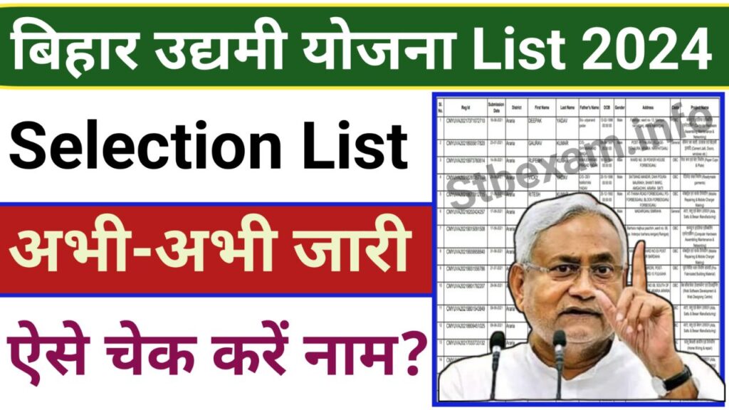 Bihar Udyami Yojana Selection List 2024-25